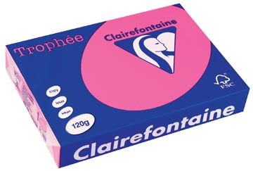 Clairefontaine trophée pastel, papier couleur, a4, 120 g, 250 feuilles, rose intense