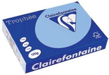 Clairefontaine trophée pastel, papier couleur, a4, 120 g, 250 feuilles, bleu vif