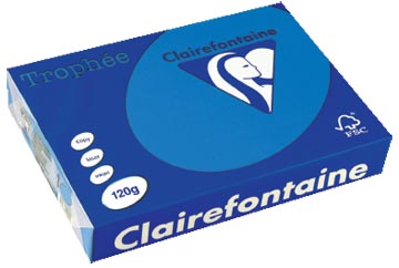 Clairefontaine trophée intens, papier couleur, a4, 120 g, 250 feuilles, turquoise