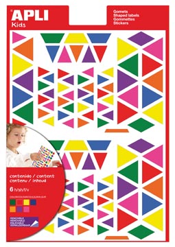 Apli kids gommettes enlevables, triangle, blister de 720 pièces en couleurs et formats assortis