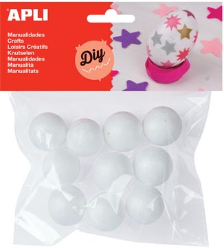 Apli boule en polystyrène, diamètre 25 mm, sachet de 10 pièces