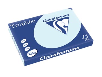 Clairefontaine trophée pastel, papier couleur, a3, 120 g, 250 feuilles, bleu azur