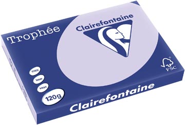 Clairefontaine trophée pastel, papier couleur, a3, 120 g, 250 feuilles, lilas