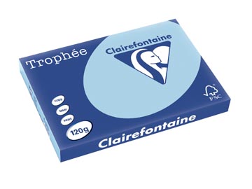 Clairefontaine trophée pastel, papier couleur, a3, 120 g, 250 feuilles, bleu