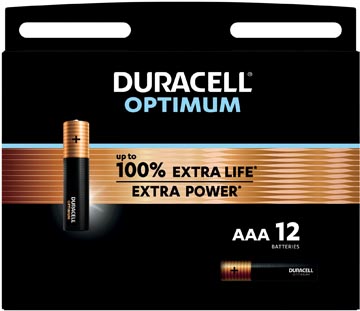 Duracell batterij optimum aaa, blister de 12 pièces