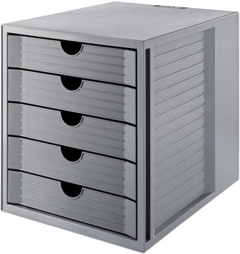 Han bloc à tiroirs systembox karma, avec 5 tiroirs fermés, éco-gris