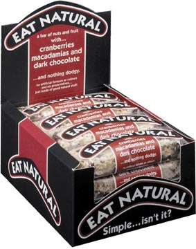 Eat natural barre, airelle rouge - noix de macadam - chocolat noir, 45 g, paquet de 12 pièces