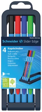 Schneider stylo à bille slider edge xb, etui chevalet de 4 pièces en couleurs assorties