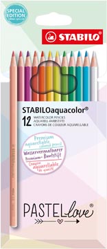 Stabiloaquacolor crayon de couleur, pastel, étui de 12 pièces, assorti