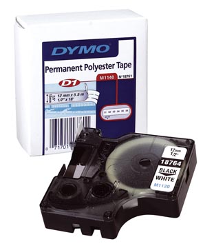 Dymo d1 ruban polyester permanente 12 mm, noir sur blanc