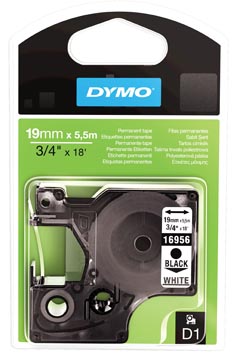 Dymo d1 ruban polyester permanente 19 mm, noir sur blanc