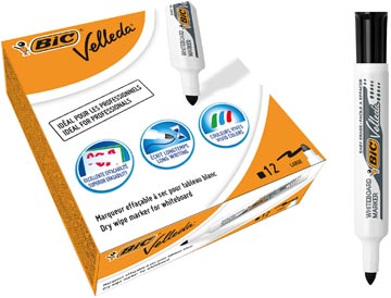 Bic marqueur pour tableaux blancs velleda 1711, noir