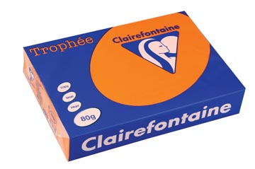 Clairefontaine trophée intens, papier couleur, a4, 80 g, 500 feuilles, orange vif