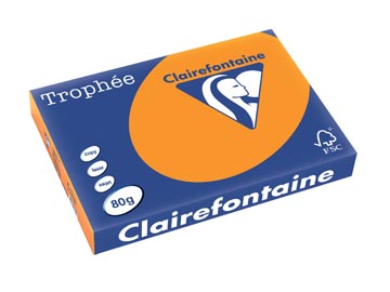 Clairefontaine trophée intens, papier couleur, a3, 80 g, 500 feuilles, orange vif