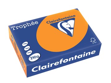 Clairefontaine trophée intens, papier couleur, a4, 210 g, 250 feuilles, orange vif