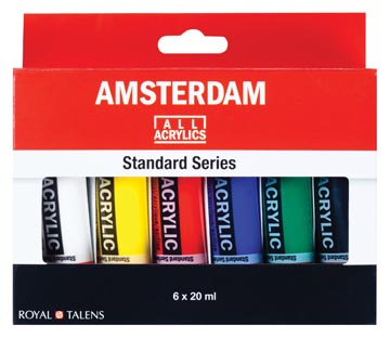 Amsterdam peinture acrylique tube de 20 ml, étui de 6 tubes