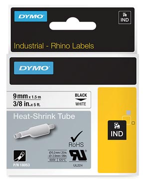 Dymo rhino tube de thermo-rétraction 9 mm, noir sur blanc