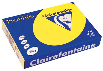 Clairefontaine trophée intens, papier couleur, a4, 80 g, 500 feuilles, jaune soleil