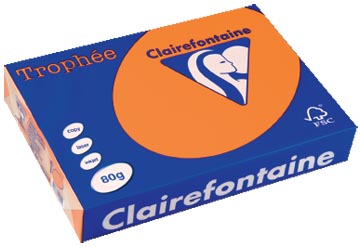 Clairefontaine trophée papier couleur, a4, 80 g, 500 feuilles, clémentine