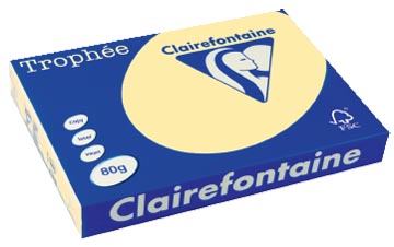 Clairefontaine trophée pastel, papier couleur, a3, 80 g, 500 feuilles, jaune canari