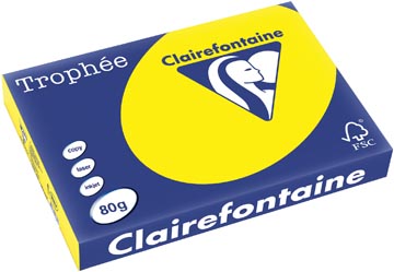 Clairefontaine trophée intens, papier couleur, a3, 80 g, 500 feuilles, jaune soleil