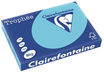 Clairefontaine trophée pastel, papier couleur, a3, 80 g, 500 feuilles, bleu vif