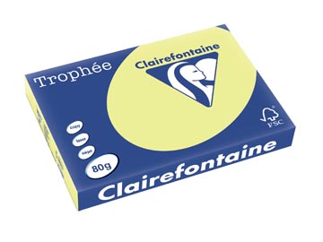 Clairefontaine trophée pastel, papier couleur, a3, 80 g, 500 feuilles, jonquille