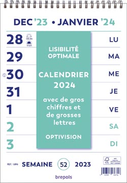 Brepols optivision calendrier de la semaine du mur, français