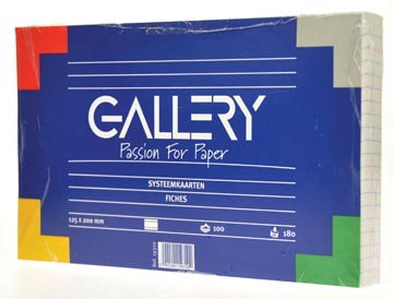 Gallery fiches blanches, ft 12,5 x 20 cm, ligné, paquet de 100 pièces