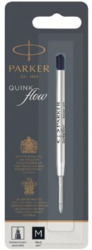 Parker quinkflow recharge pour stylo bille, pointe moyenne, noir, sous blister