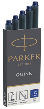 Parker quink cartouches d'encre, permanent bleu, boîte de 5 pièces