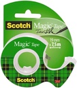 Scotch ruban adhésif magic tape, ft 19 mm x 7,5 m, blister avec dérouleur