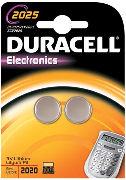 Duracell piles bouton electronics, cr2025, blister 2 pièces