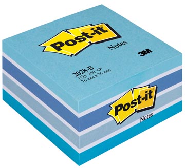 Post-it notes cube, 450 feuilles, ft 76 x 76 mm, bleu