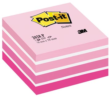 Post-it notes cube, 450 feuilles, t 76 x 76 mm, rose
