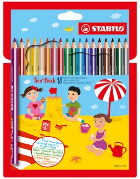 Stabilo trio thick crayon de couleur, étui de 18 pièces en couleurs assorties