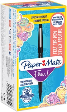 Paper mate fineliner flair original, value pack de 36 pièces (30 + 6 gratuites), noir
