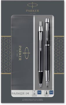 Parker im black boîte cadeau duoset, stylo plume et stylo bille, noir