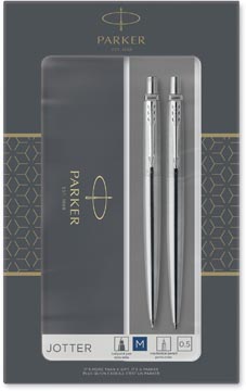 Parker jotter boîte cadeau duoset, stylo bille et portemine, argent ct