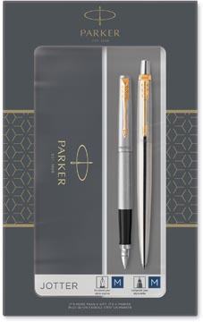 Parker jotter boîte cadeau duoset, stylo plume et stylo bille, or