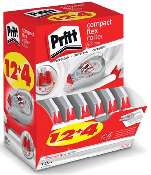 Pritt dérouleur de correction compact flex, 4,2 mm x 10 m, boîte 12 + 4 gratuit