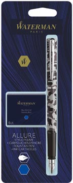 Waterman stylo plume allure camouflage pointe fine, 6 cartouches d'encre incluses, sous blister