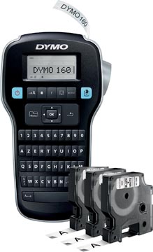 Dymo labelmanager 160 value pack: 3 x d1 tape, noir sur blanc, 12 mm + 1 x labelmanager 160p, qwerty