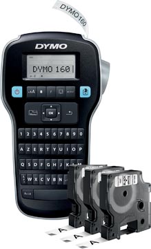 Dymo labelmanager 160 value pack: 3 x d1 tape, noir sur blanc, 12 mm + 1 x labelmanager 160p, azerty