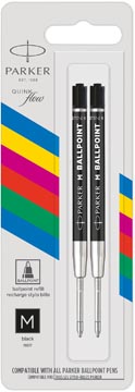 Parker eco recharge pour stylo bille, pointe moyenne, noir, blister de 2 pièces