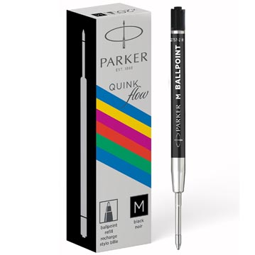 Parker eco stylo bille recharge, medium, noir, 20 pièces