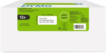 Dymo étiquettes labelwriter, ft 25 x 54 mm, blanc, boîte de 12 x 500 étiquettes