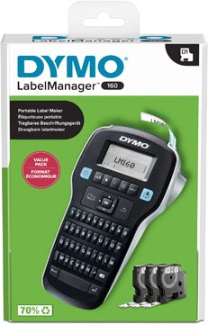 Dymo labelmanager 160 value pack: 1 x labelmanager 160p + 3 x ruban d1, azerty