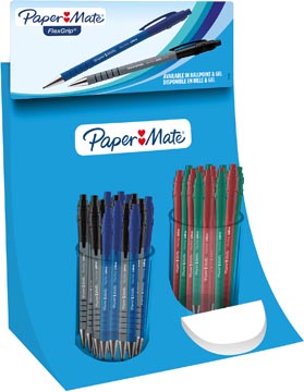 Paper mate stylo bille flexgrip ultra rt , présentoir de 96 pièces, assorti