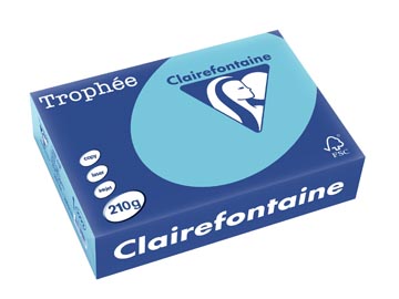 Clairefontaine trophée pastel, papier couleur, a4, 210 g, 250 feuilles, bleu vif